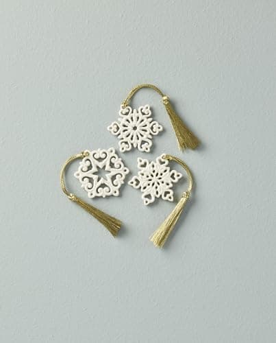 Mini Snowflake 3-Piece Ornament Set, 0.15 LB, Ivory