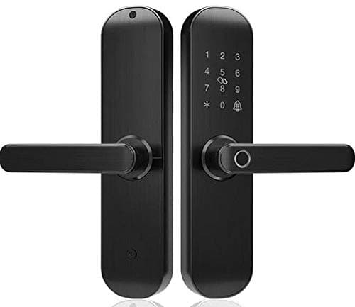 Smart WiFi Home Door Lock, Keyless Fingerprint Entry, Temporary Password, RFID, Wireless App, Mechanical Key, Touch Screen Keypad, Digital Lock, Remote Control Bedroom Hotel Airbnb