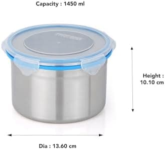 STEELLOCK Stainless Steel Airtight Container with Lid | Leakproof, BPA-Free, Durable Kitchen Storage | Multipurpose Food Storage Containers for Kitchen | SL-1403-set of 2, 1450ml each, Blue
