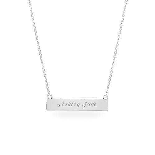 Things Remembered Personalized Silver Horizontal ID Bar Necklace with Engraving Included