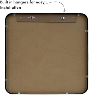 Americanflat 60 cm Square Black Frame Mirror with Rounded Corners - Aluminium Framed Wall Mirror for Bedroom, Bathroom, and Living Room - Large Mirror for Wall with Hanging Hardware