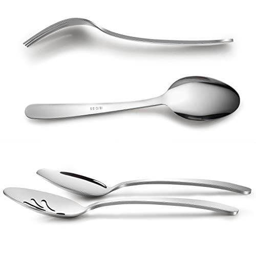 HaWare 5-Piece Silverware Serving Utensils, Stainless Steel Spoon Fork, Mirror Polished and Dishwasher Safe