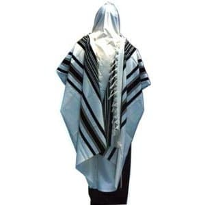 Traditional Tallit 100% Wool Tallis Talit or Talis R-70 FRUM SIZE, White Black, 60 x 80 Inches