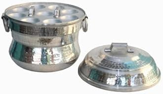 Anodised Aluminium Idly Maker/Idli Maker/satti/Steamer/Boiler/Cooker/Panai Weight 2.8 kg big size with 3 plate 25 idly hand made minor scratches to be expected, Silver