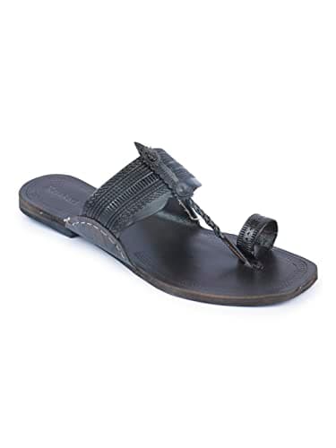 KORAKARI Handmade Kolhapuri Chappal for Men, Flip Flops, Stylish Durable and Anti Slip Design, Traditional Footwear