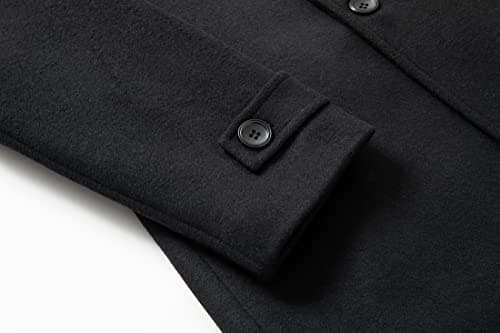 chouyatou Men's Classic Double Breasted Wool Blend Pea Coat Mid Long Trench Coat