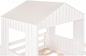 Merax House Bunk Beds No Box Spring Needed with Slide, Ladder and Safety Guardrail for Teens, Girl or Boys Loft, Twin Over Full w/Slide, White