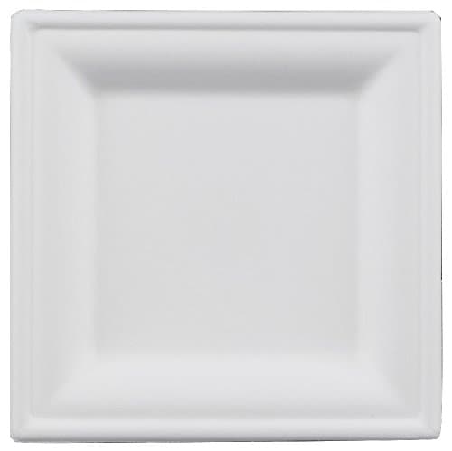 Greenplate 8 Inch Square Heavy Duty Disposable Plate Eco Friendly Compostable made from Sugarcane 50 Count White