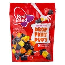 Red Band Drop (Licorice) Fruit Duo's 8.9 Oz Bag (Pack of 5)