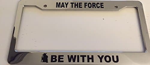 May the Force Be with You Yoda Image - Chrome Automotive License Plate Frame - Potter Style