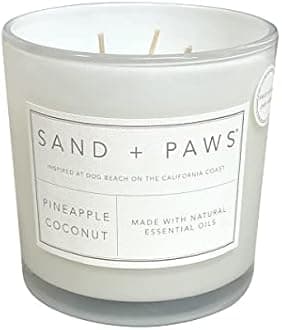 Sand + Fog Paws Scented Candle - Pineapple Coconut - Additional Scents and Sizes –Luxurious Air Freshening Jar Candles Neutralize pet Odors and Enhance Home décor – 100% Cotton Lead-Free Wicks - 21 oz