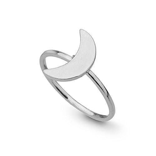 White Gold Crescent Moon Ring, 14k Solid Gold Stacking Stackable Half Moon Jewelry