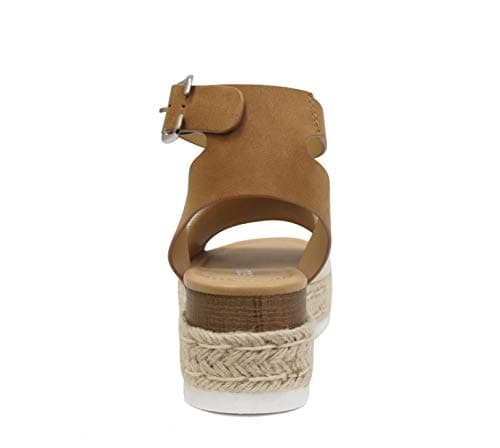 SODA Women's Open Toe Ankle Strap Espadrille Sandal