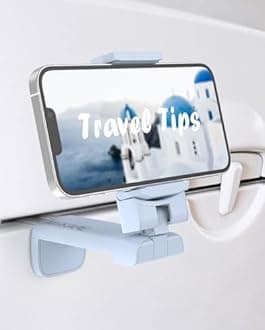 MiiKARE Airplane Travel Essentials Phone Holder, Universal Handsfree Phone Mount for Flying with 360 Degree Rotation, Travel Accessory for Airplane, Travel Must Haves Phone Stand for Desk, Table -Blue