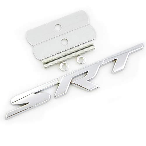 Metal SRT Front Grille Grill Emblem Replacement for Charger Viper Challenger Caliber Avenger V8 Hell cat Sport Car Logo Badge Decoration (Chrome)