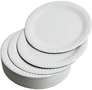 9"/23cm Large Disposable Paper Plates Pack of 100, Ecofriendly Biodegradable Paper, Birthday Party Plates, Ideal for Christmas Party, Picnic, BBQ, Work, Disposable for HOT & Cold Food
