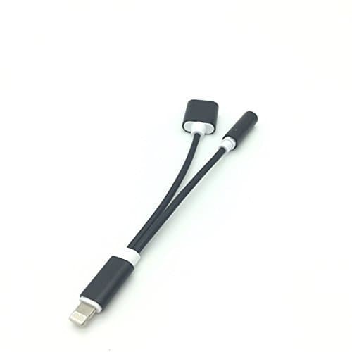 Hongva l036 iPhone 7/7 Plus Adapter Hongva 2-in-1 Lightning to Charger and Lightning to 3.5 mm Aux Earphones Jack for iPhone 7/7 Plus Cable - Black