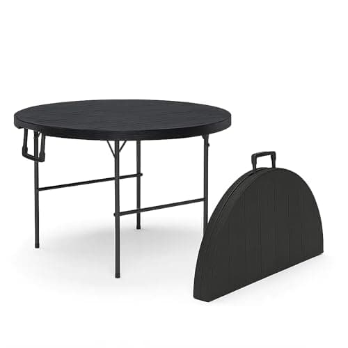 Our Modern Space 3.5 Feet Circular Round Foldable Table with Built in Handle & Steel Legs | Heavy Duty Portable | Perfect for Party, Dining, Wedding, Events, Picnic Indoor, Outdoor, Camping, Utility