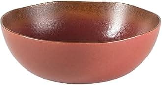 Bloomhouse - Two Time Oprah's Favorite Things Winner - Palermo Sun 2 Piece Serving Bowl and Oval Platter Stoneware Reactive Glaze Serveware Set - Paprika Red