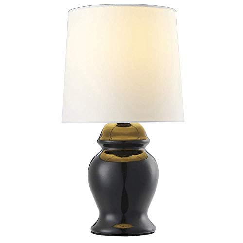 Cuaulans 13’’ Simple Design Table Lamps, Black Ceramic Table Lamps with Fabric Shade, Ceramic Lamps for Living Room, Study Room, Bedroom