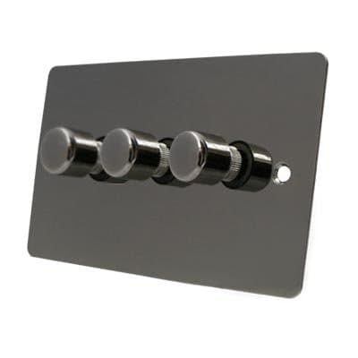 Light Dimmer Switch 3 Gang 400W - Polished Black Nickel Flat - 10 Amp 3 Gang 2 Way