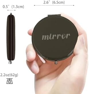 Compact Mirror Round 2.6” Metal Double Sided 1X/2X Engraved Pocket Mirror Gifts for Men (Bk01)