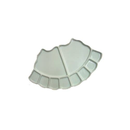 Fan Shaped 10 Well Porcelain Palette