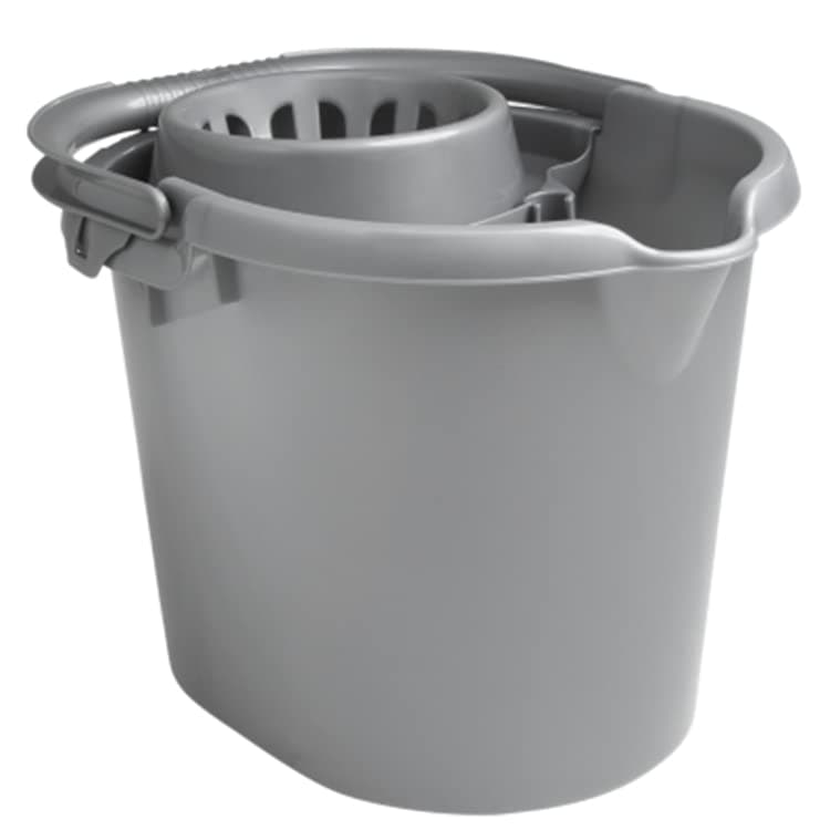 JMS we create smile - 16 Litre Mop Bucket with wringer attached for Floor Cleaning - Home & Office Use (Silver)