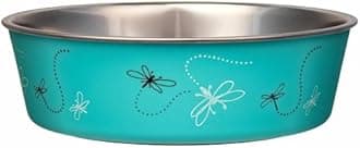 Loving Pets Bella Dog Bowls- Stainless Steel Dog & Cat Bowls - Spill Proof Dog Food Bowl, Cat Bowl, Puppy Essentials & Pet Supplies Great for Home & Travel (Large 35-65 lbs, Dragonfly)