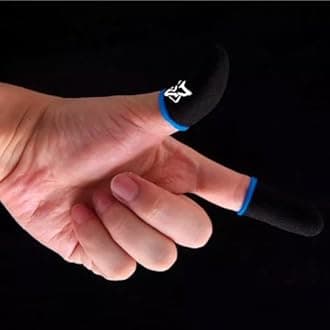 Finger Sleeves Breathable Touchscreen for Mobile Games V1 (6pcs) Profesional Finger Gloves Gamer PUGB Free Fire COD (Black/Blue)