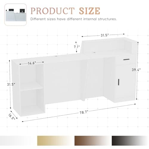 Retail Reception Desk with Storage, Modern Checkout Counter for Store, Anti-Scratch Front Desk for Salon, Boutique, Cafe – Easy Assembly I 78.7" × 16.5" × 39.4"