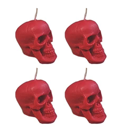 Phobis Red Skull Candle for Spell, Wicca and Healing (Pack of 4) (2 Inch)