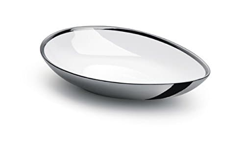 White and Silver Plated 925 Sterling Oval Serving Bowl, Elegant Serving Dish 10.5"