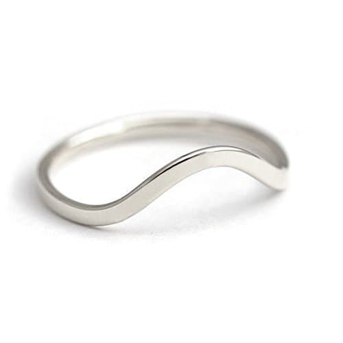 Curved Wedding Band 14k White Gold