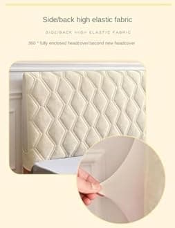 CAMZ Velvet Bed Headboard Cover for Full Queen Cal King Size, Quilted Bed Headboard Slipcover Thicken Dustproof Headboard Padding Protector Cover (White,120cm(47''))