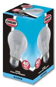 5x 40W Eveready Clear Light Bulbs GLS Lamps - ES/E27 Base