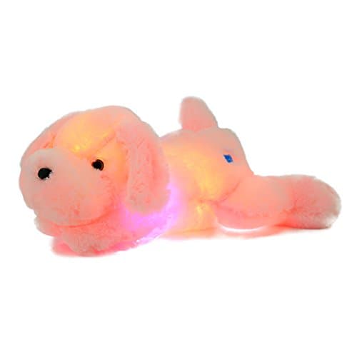 AMFO Hot Light Nights LED Stuffed Animals Night Light Dog Plush Toy Lovely Glow Dog Gift 20Inch (Pink)