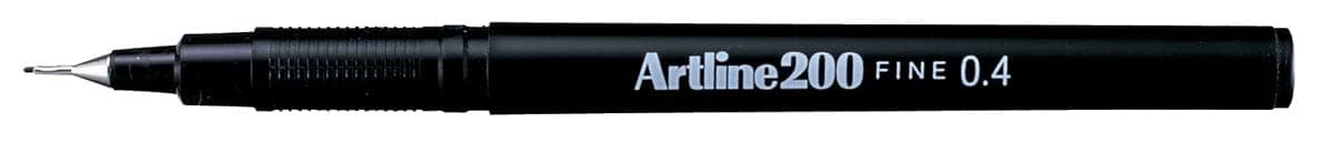 Artline 200 Fineliner Pen Water-based Ink 0.4mm Tip 0.4mm Line Black Ref A2001 [Pack of 12]