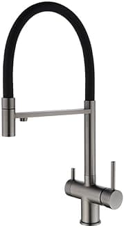 3Way Kitchen Faucet Stainless Steel Drinking Water Filter Tap Single Hole Swivel Spout Gray Mixer Tap Kitchen Sink Faucet for Clean Water