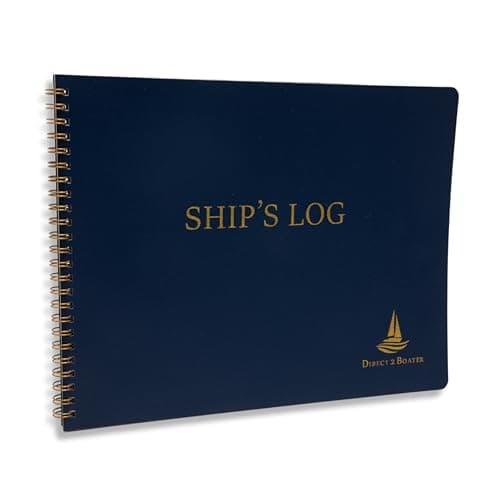Log Books - Elegant Bound Nautical Journal with Durable Blue and Gold Cover (100 Pages) Ideal Sailing Record Book - Boating Gifts for Sailors (Ships Log, Soft Bound Vinyl)