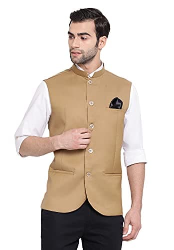 VASTRAMAY Men's Cotton Blend Nehru Jacket