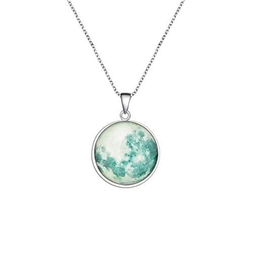 Rack Jack Mini Glow in the Dark Moon Pendant Glass Alloy 19mm Necklace for Unisex