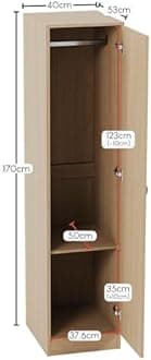 Vida Designs Riano Wardrobe, With Shelf & Hanging Rail Bedroom Storage Furniture (Pine, 1 Door)