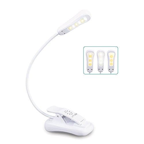 LuminoLite Rechargeable Warm& White Book Light, Easy Clip on Reading Lights for Reading in Bed. 9 Brightness Levels, 2.1 oz Lightweight, up to 60 Hours Reading. Perfect for Bookworms & Kids