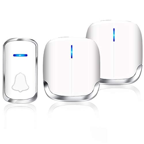 Wireless Doorbell Set 1000-FT Long Range 58 Melodies Waterproof Door Chime Kit(2 Plug-in Receivers and 1 Push Button), LED Flash Electric Doorbells with Adjustable Volume from 0-105db