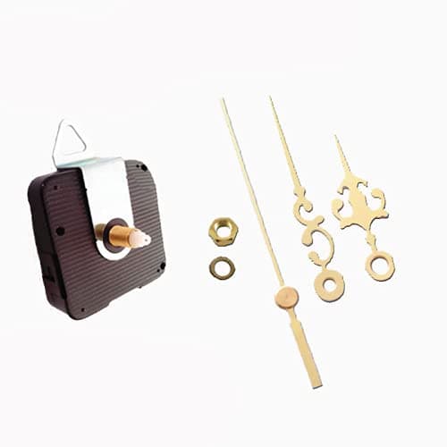 Dhorcas (#10) 1/2" Threaded Motor and Gold 2 1/2" Hands and Hanger, Quartz Clock Movement Kit for Replacement