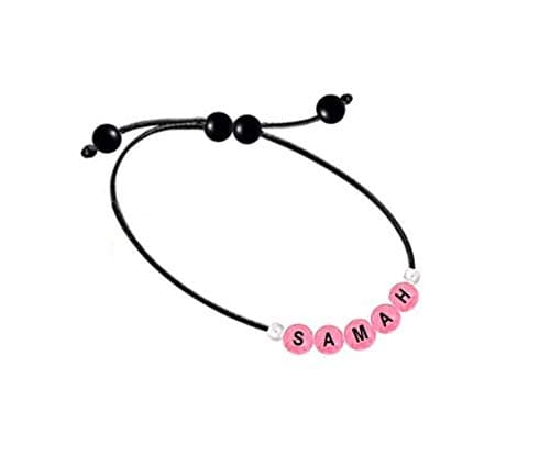 Black Leather Bracelet Arabic Name for Women SAMAH