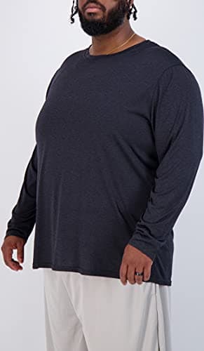 Real Essentials 3 Pack: Men’s Big & Tall Long Sleeve Dry-Fit Crew Neck T-Shirt - Gym Workout Athletic Running Tee (3XT-5XT)