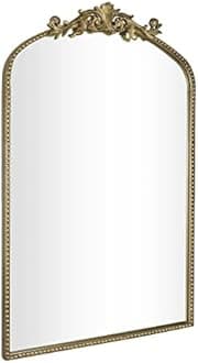AIXI HOME Vintage Gold Arched Mirror 24"x36", Victorian Antique Mirror with Ornate Metal Frame, Baroque Wall Mounted Mirrors for Entryway/Fireplace/Bathroom/Living Room/Hallway/Bedroom