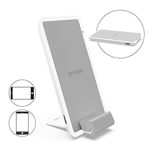 BYEASY Wireless Charger, 10W Wireless Charging Stand, Compatible iPhone XR/Xs Max/XS/X/8/8 Plus, Fast-Charging Galaxy S10/S9/S9+/S8/S8+/Note 9/Note 8, PowerWave Stand (No AC Adapter) (White)